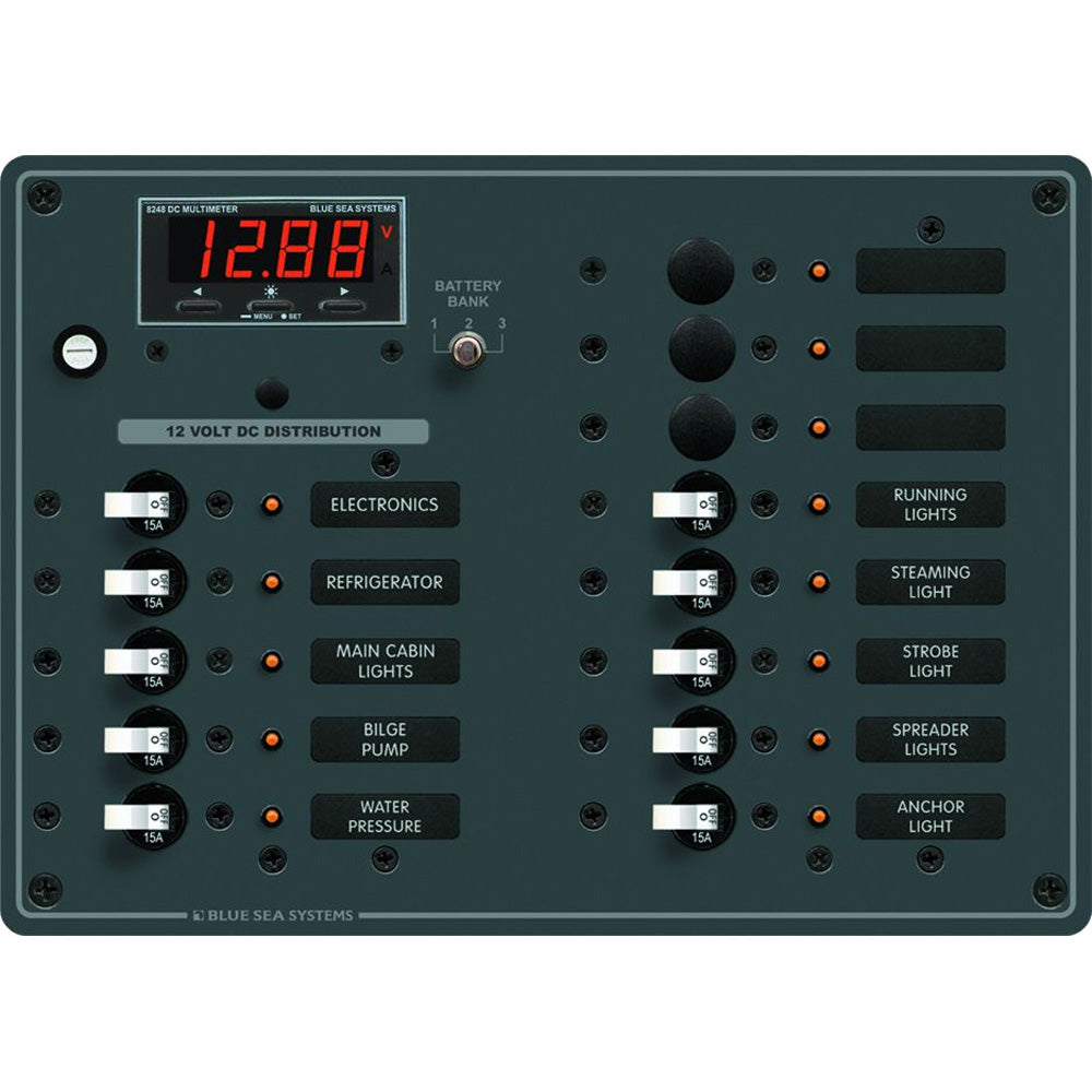 Blue Sea 8403 DC Panel 13 Position with Multimeter