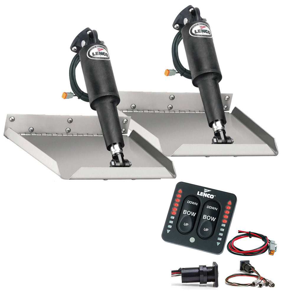 Lenco 9" x 9" Edgemount Trim Tab Kit with LED Indicator Switch Kit 12V