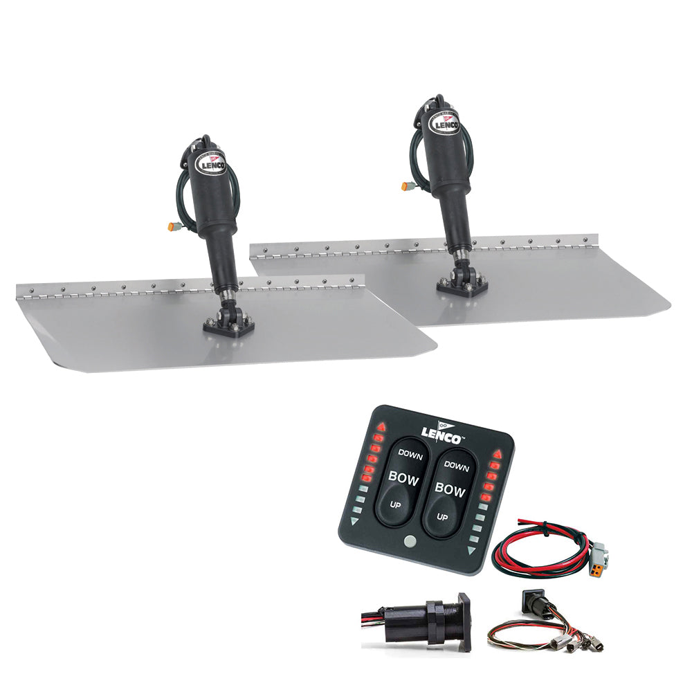 Lenco 12" x 12" Standard Trim Tab Kit with LED Integrated Switch Kit 12V