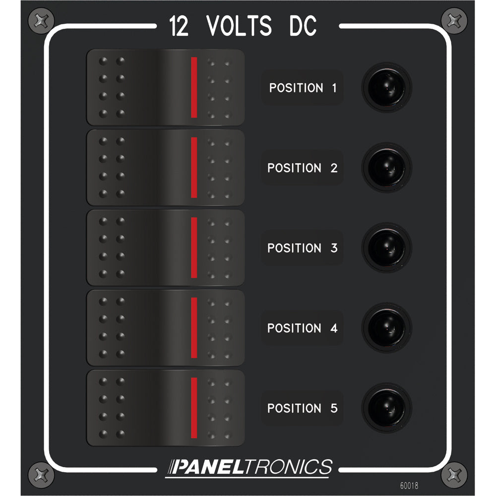 Paneltronics Waterproof Panel - DC 5-Position, Rocker Switch & Circuit Breaker