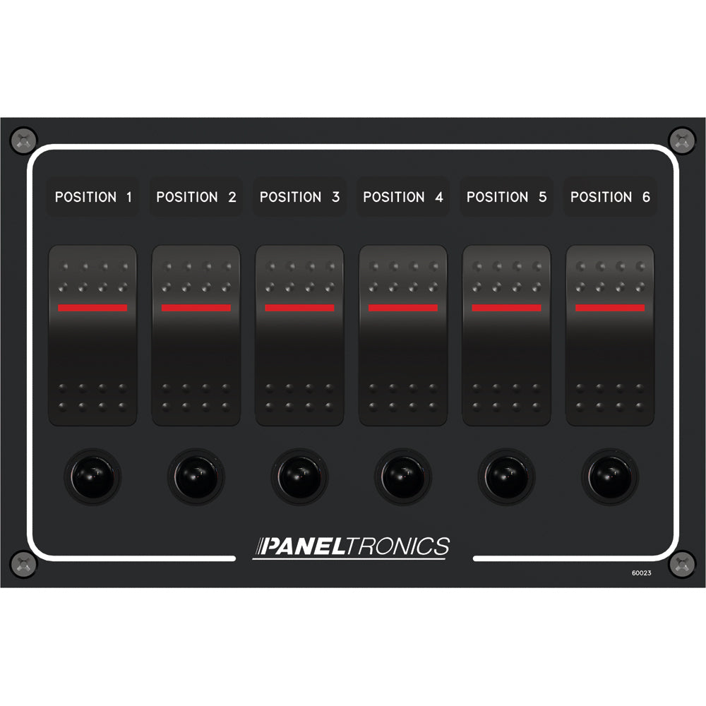 Paneltronics Waterproof Panel DC 6-Position, Rocker Switch & Circuit Breaker