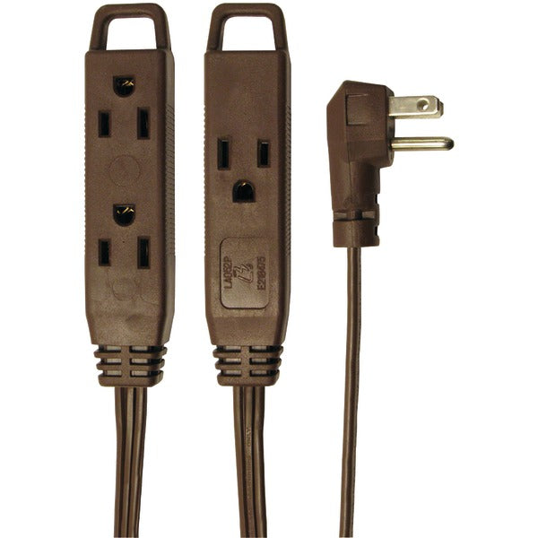 Axis 45504 3-Outlet Wall-Hugger Indoor Grounded Extension Cord, 8 Feet (Brown)