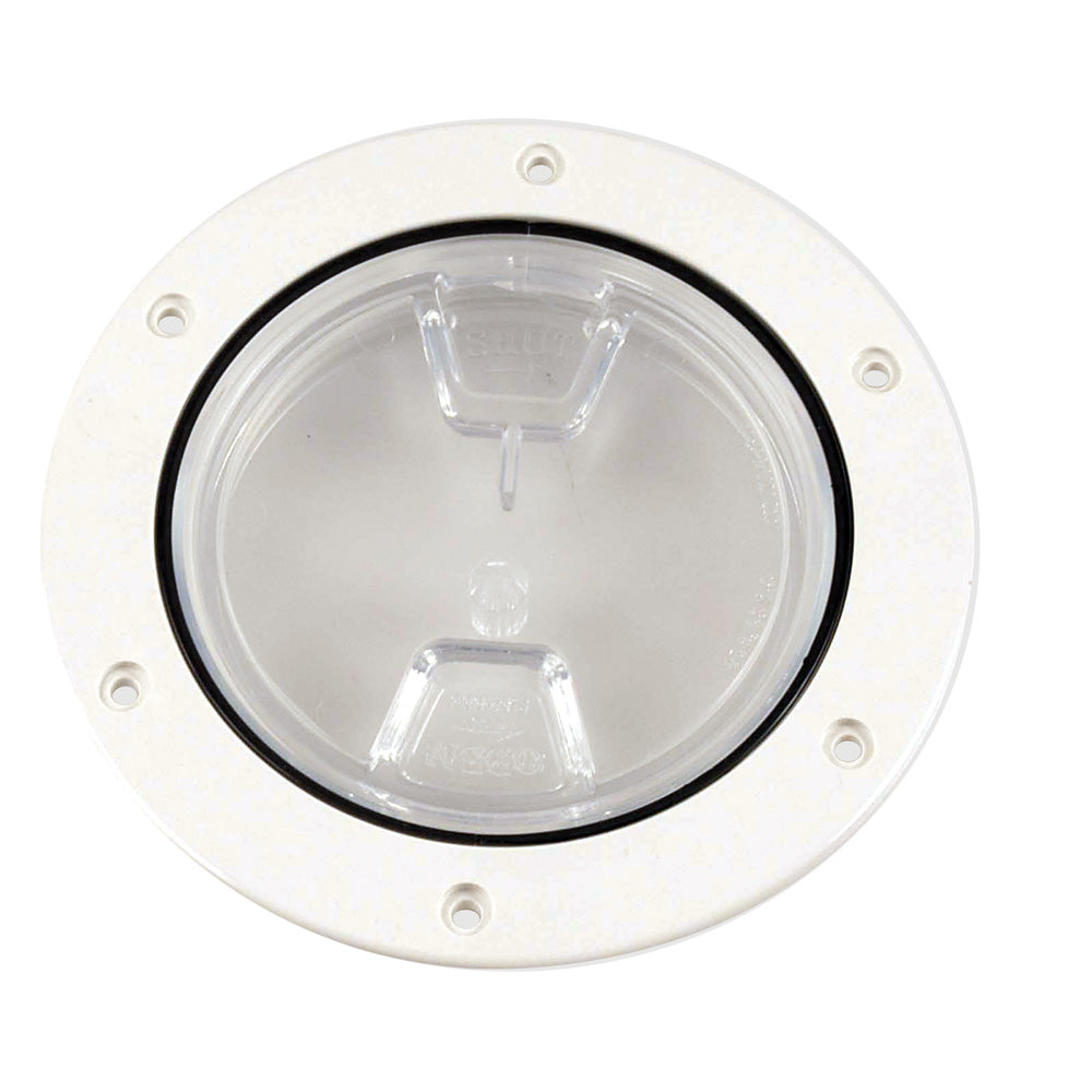 Beckson 4" Clear Center Screw-Out Deck Plate - White