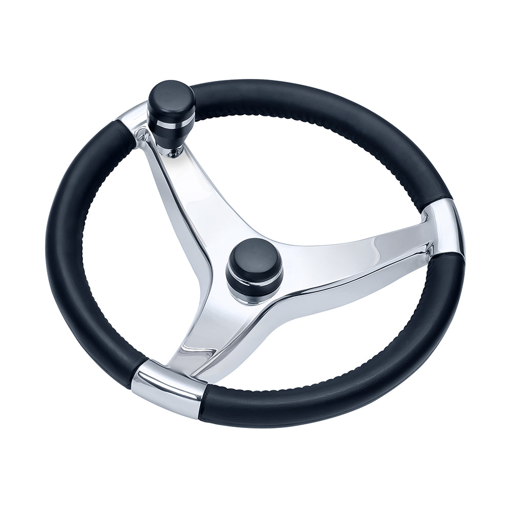 Schmitt Marine Evo Pro 316 Cast Stainless Steering Wheel w/ Control Knob - 15.5"