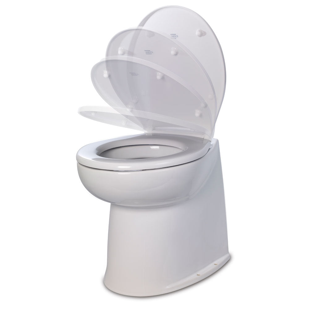 Jabsco 17" Deluxe Flush Raw Water Electric Toilet with Soft Close Lid - 12V