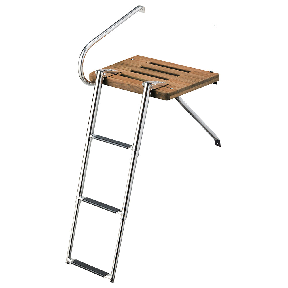 Whitecap Teak Swim Platform, 3-Step Telescoping Ladder f/Boats w/Outboard Motors