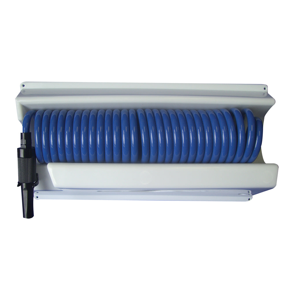 Whitecap 25' Blue Coiled Hose with Mounting Case