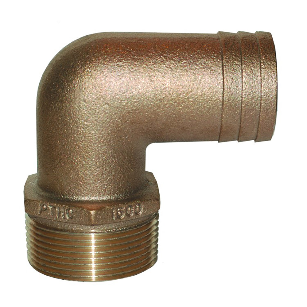 GROCO 1-1/2" NPT x 1-1/2" ID Bronze 90Deg Pipe Hose Fitting Standard Flow Elbow