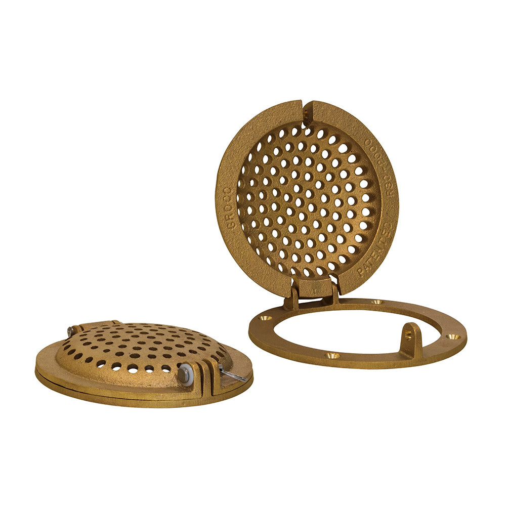 GROCO Bronze Round Hull Strainer with Access Door for Up To 1" Thru-Hull