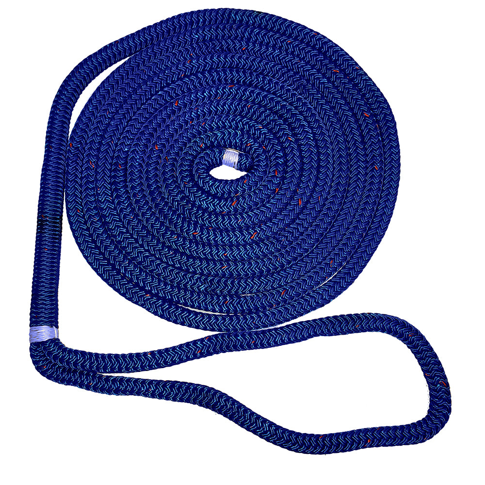 New England Ropes 3/8" Double Braid Dock Line - Blue with Tracer - 15'