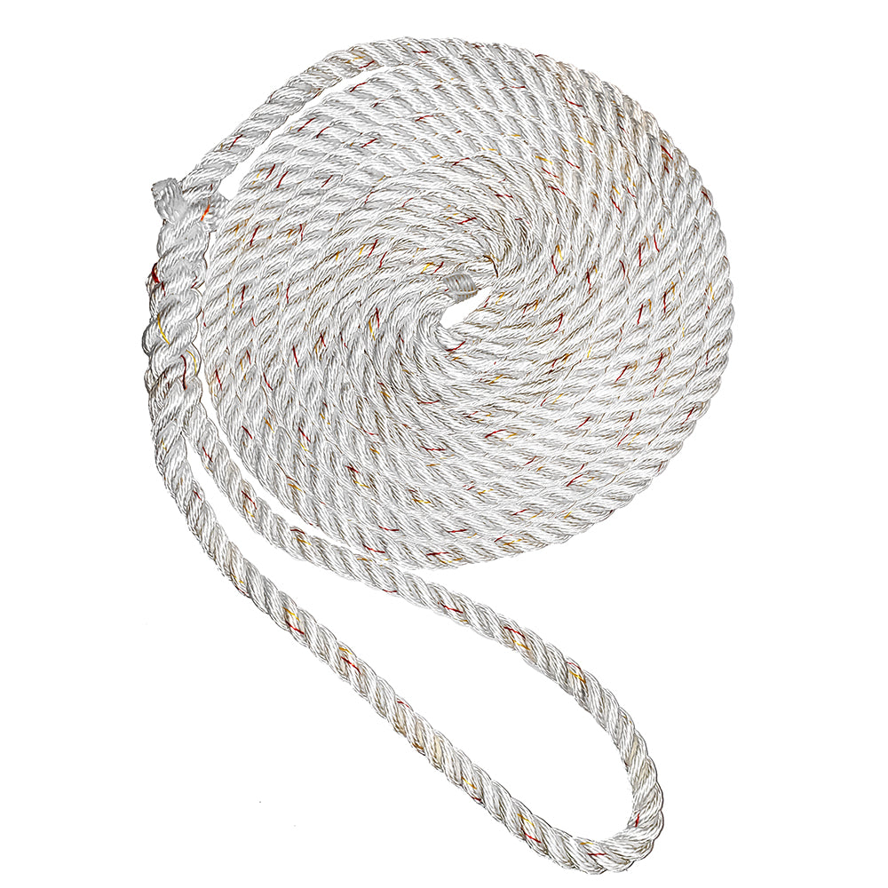 New England Ropes 3/4" Premium 3-Strand Dock Line - White with Tracer - 50'