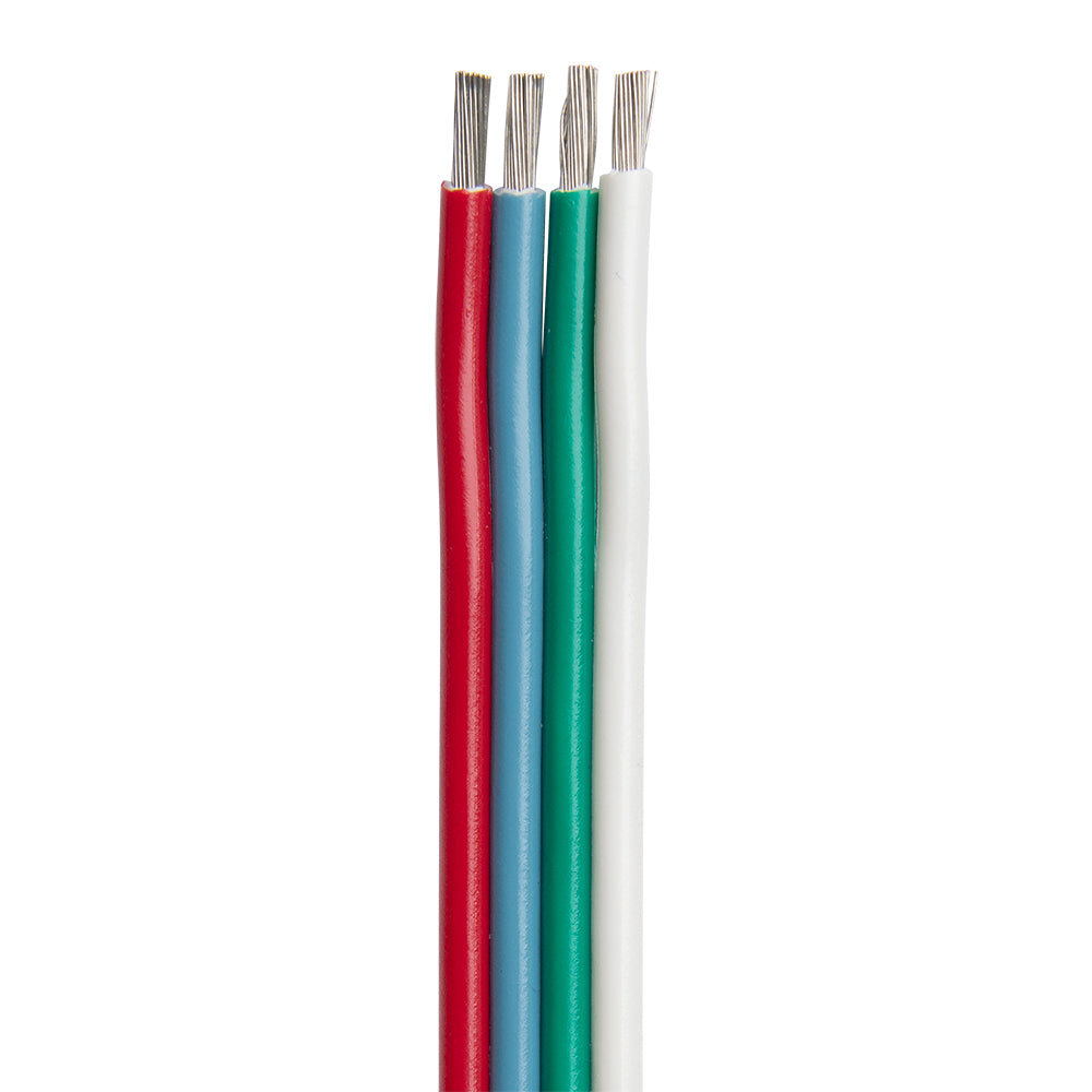 Ancor Flat Ribbon Bonded RGB Cable 18/4 AWG 100' - Red, Light Blue, Green, White