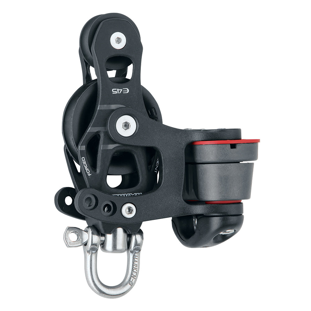 Harken 45mm Single Aluminum Element Fiddle Boat Block with Swivel 150 Cam Cleat