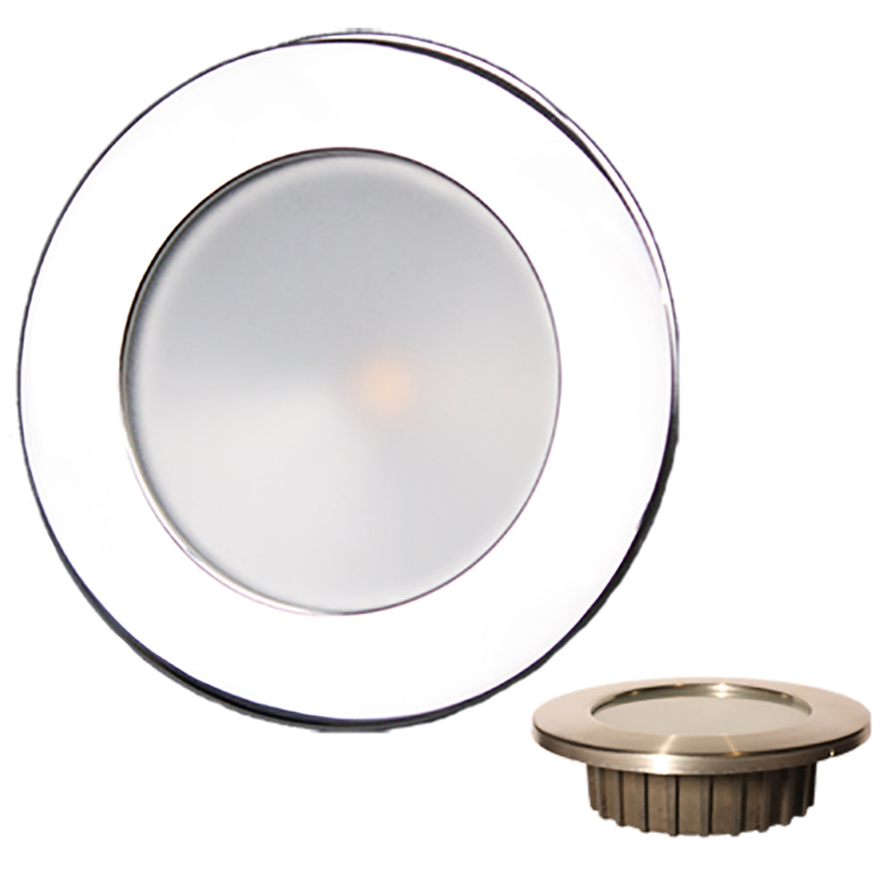 Lunasea Gen3 Warm White, RGBW Color 3.5” IP65 Recessed Light w/Polished SS Bezel