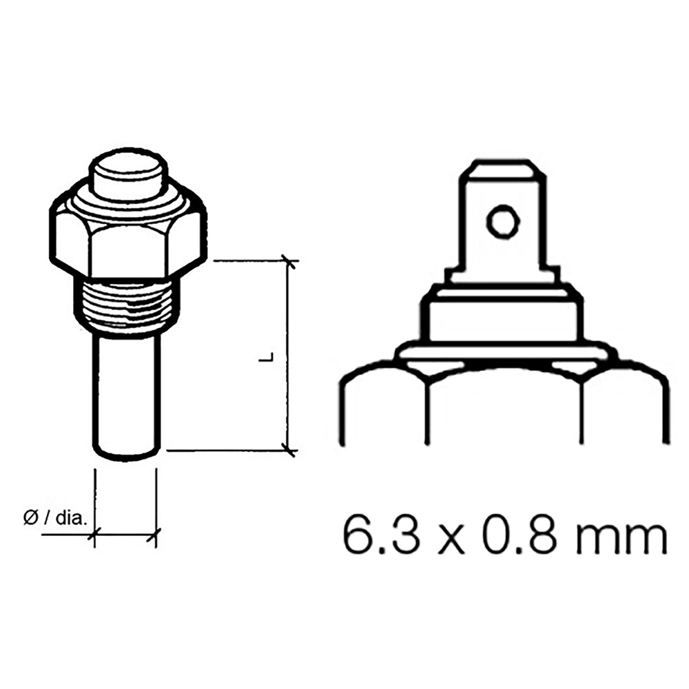 Veratron Engine Oil Temperature Sensor Single Pole, 6/24V M14 x 1.5 Thread