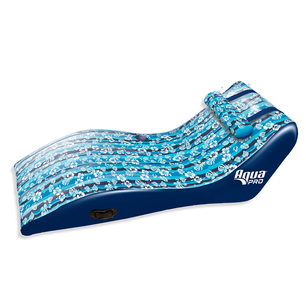 Aqua Leisure Cushioned Comfort Lounge Hawaiian Wave Print with Adjustable Pillow