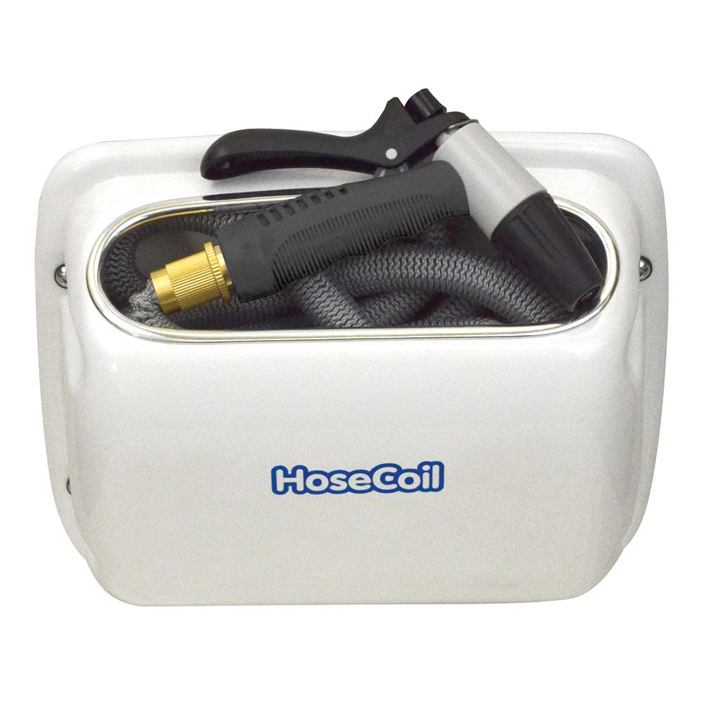 HoseCoil Side Mount Expandable Enclosure with 25′ Hose & Rubber Tip Nozzle