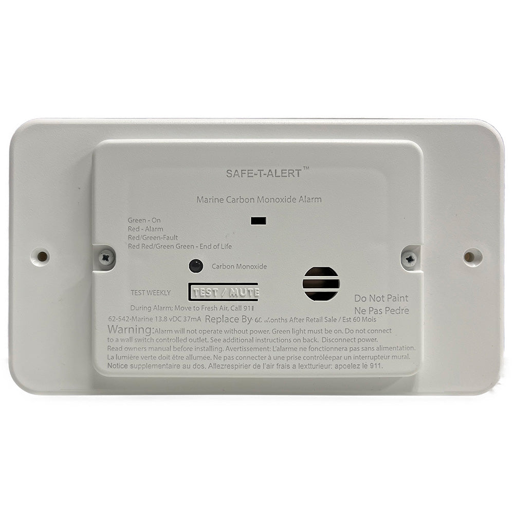 Safe-T-Alert 62 Marine Carbon Monoxide White, Flush Mount - 12V with Trim Ring