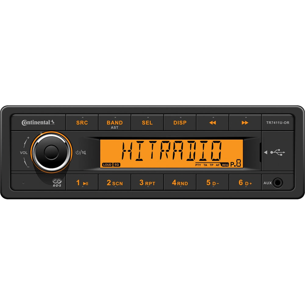 Continental Stereo with AM/FM/USB - Harness Included - 12V