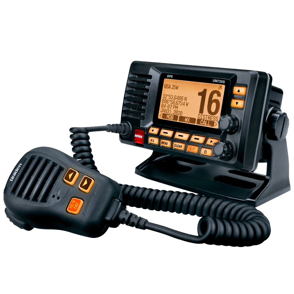 Uniden UM725 Fixed Mount VHF with GPS & Bluetooth - Black