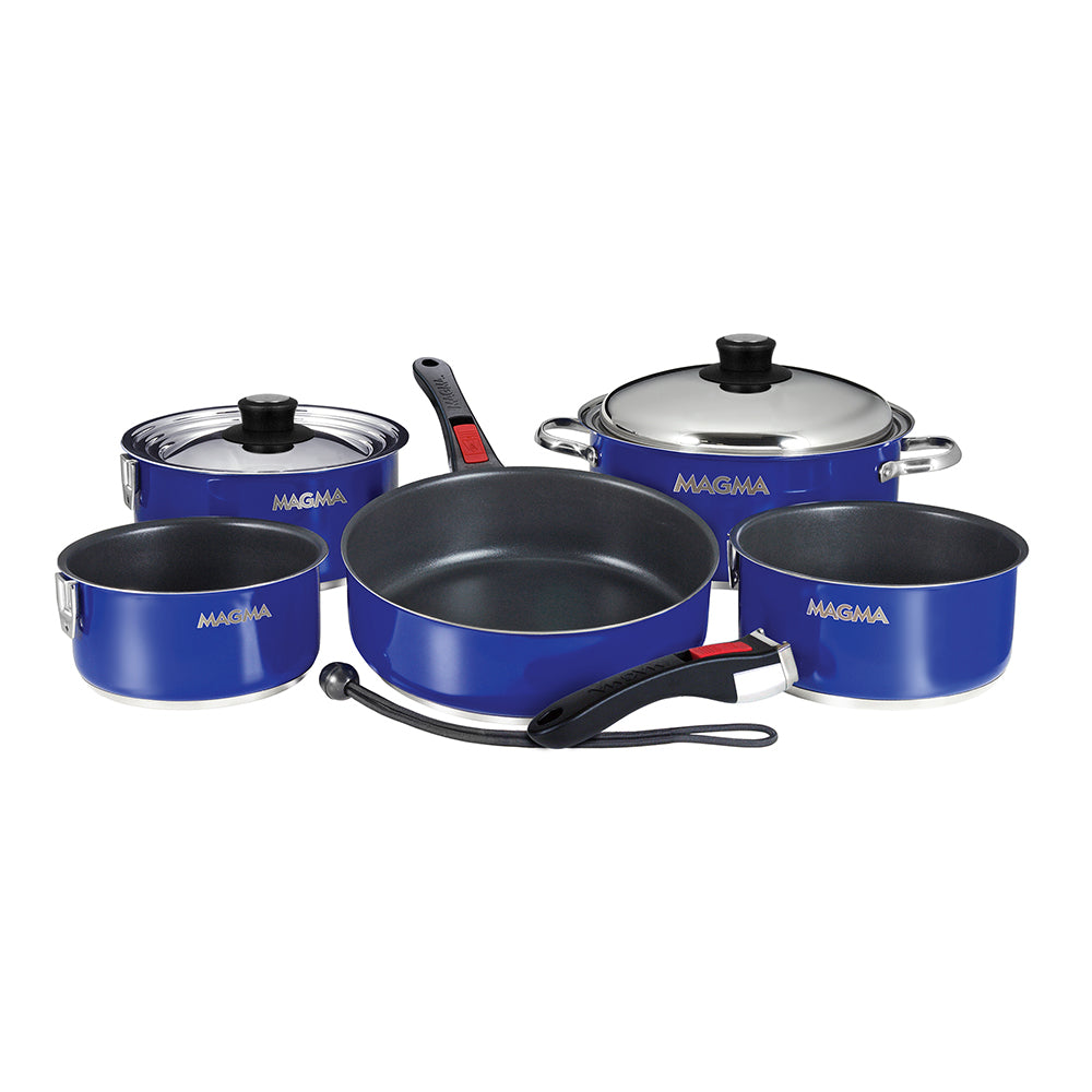 Magma Nestable 10 Piece Induction Non-Stick Enamel Cookware Set Cobalt Blue