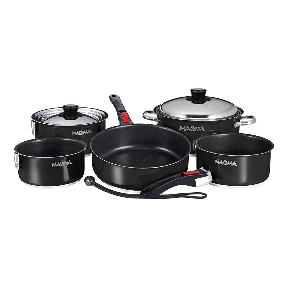 Magma Nestable 10 Piece Induction Non-Stick Enamel Finish Cookware Set Jet Black