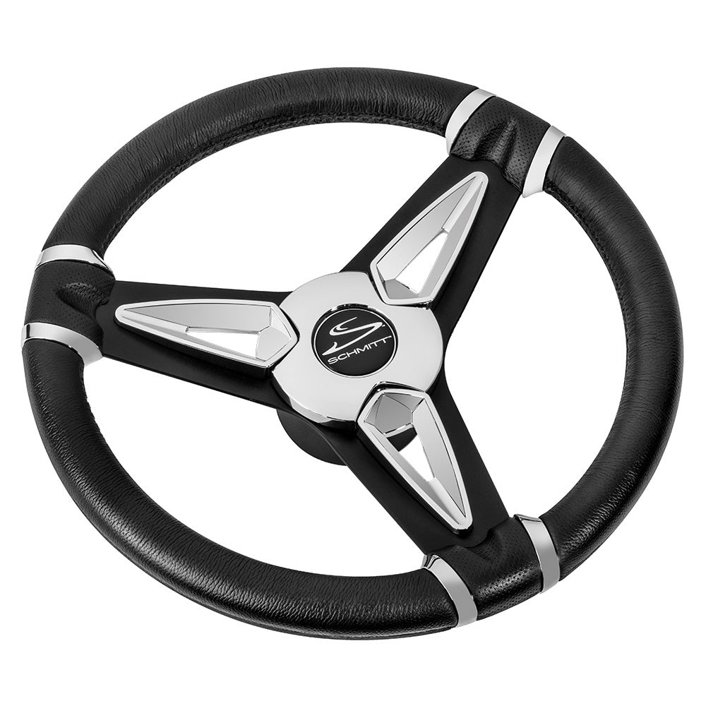 Schmitt Marine PU50 14" Wheel - Chrome Cap & Spoke Inserts - Black Spokes - 3/4"