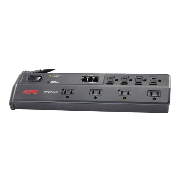 APC P8T3 8-Outlet Essential SurgeArrest Surge Protector (Telephone Protection)