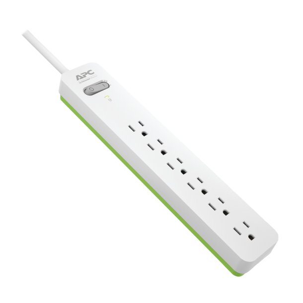 APC PE66W 6-Outlet SurgeArrest Surge Protector, 6ft Cord (White)