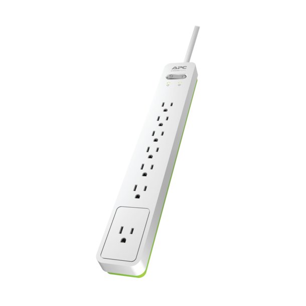 APC PE76W 7-Outlet SurgeArrest Surge Protector, 6ft Cord (White)