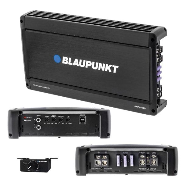 Blaupunkt AMP4000D 4,000-Watt-Max Monoblock Class D Amp with Bass Remote