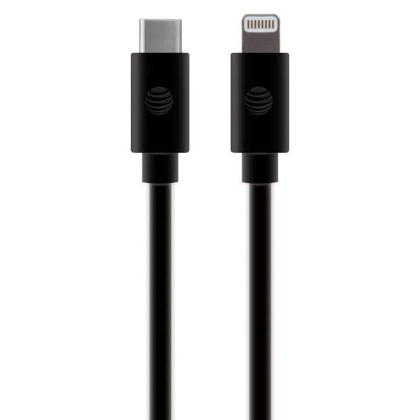 AT&T TCL01-BLK Charge and Sync USB to USB-C Cable with Lightnings Connectors, 4'