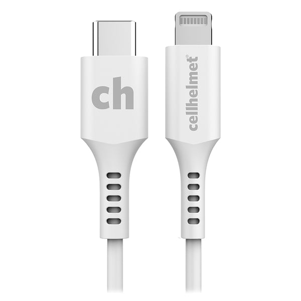 cellhelmet Charge and Sync USB-C to Lightning Devices Round Cable 1ft, White