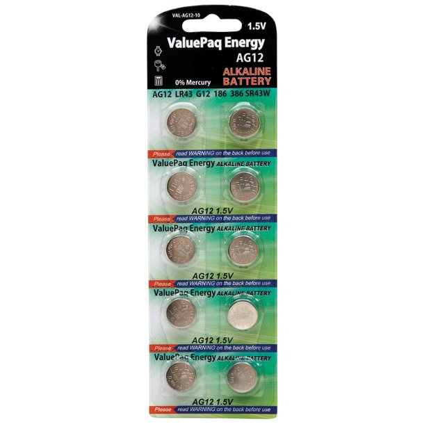 Dantona VAL-AG12-10 ValuePaq Energy AG12 Alkaline Button Cell Batteries, 10 Pack