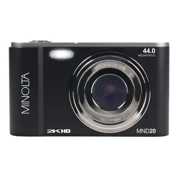 Minolta MND20-BK 16x Digital Zoom 44 MP/2.7K Quad HD Digital Camera (Black)