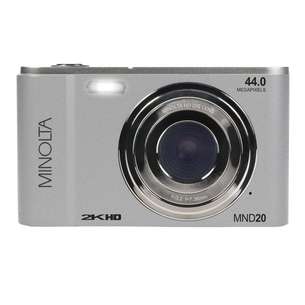 Minolta MND20-S 16x Digital Zoom 44 MP/2.7K Quad HD Digital Camera (Silver)