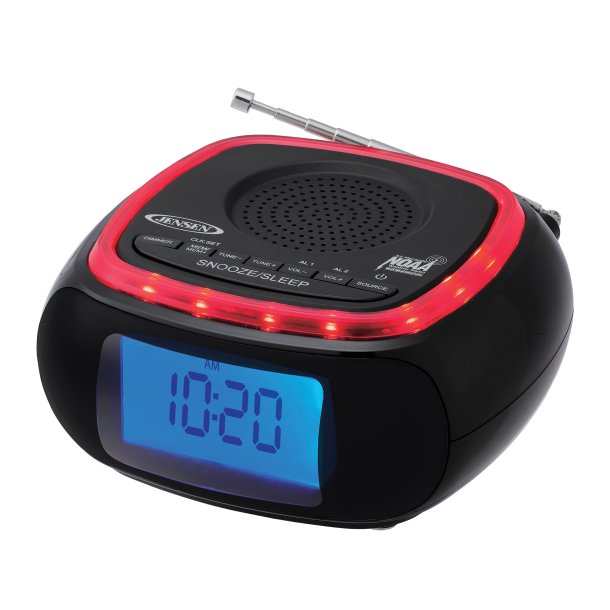 JENSEN JEP-725 Digital AM/FM Band Alarm Clock Radio with NOAA Weather LED Alert