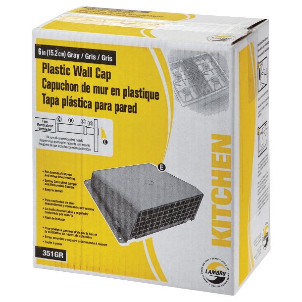 Lambro 351G/351GR Plastic Wall Cap, Gray (6 In.)