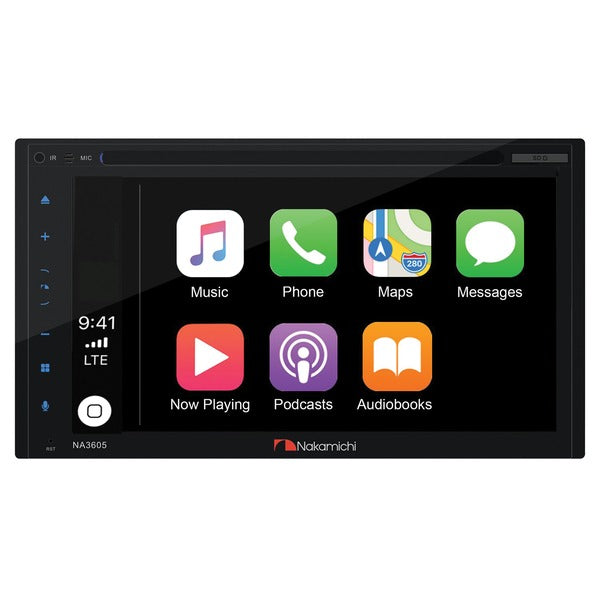 Nakamichi 6.8-Inch WVGA Double-DIN In-Dash DVD Receiver with Apple CarPlay Black