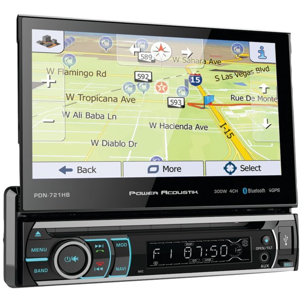 Power Acoustik PDN-721HB 7" Incite Single DIN GPS Motorized LCD Touchscreen