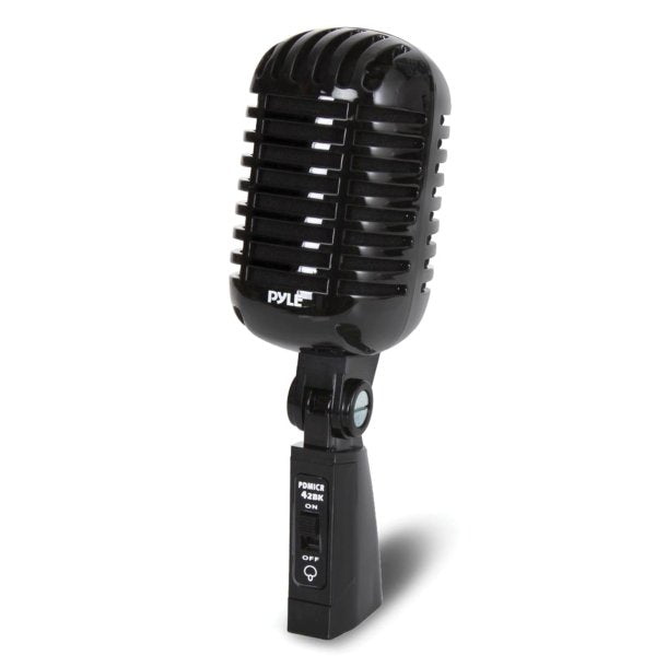 Pyle PDMICR42BK Classic Retro Vintage-Style Dynamic Vocal Microphone (Black)