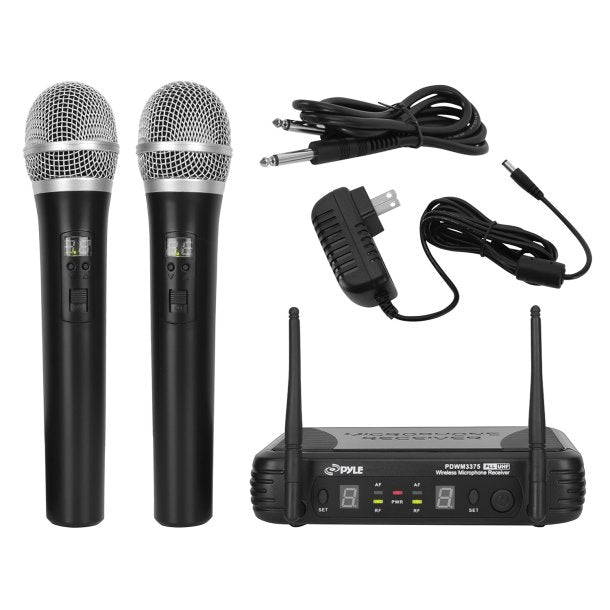 Pyle PDWM3375 Professional 2-Channel UHF Wireless Handheld Microphone System