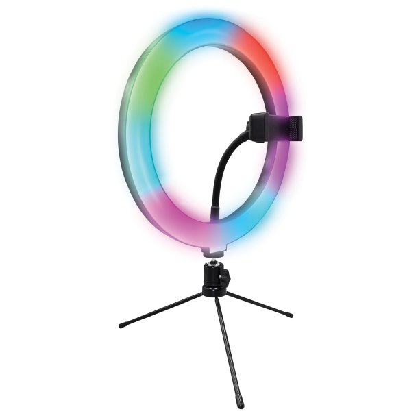 Supersonic SC-1230RGB Live Stream 10" LED Selfie RGB Ring Light with Table Stand