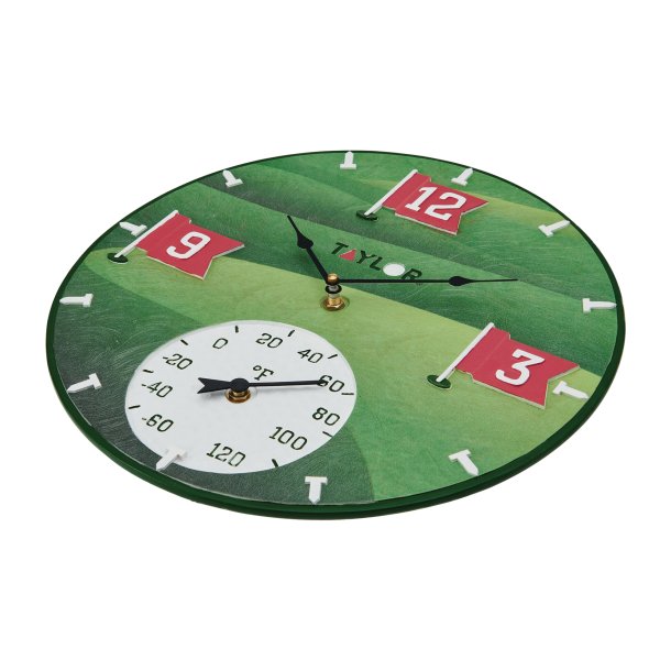 Taylor Precision 5293767 14" x 14" Tee Time Poly Resin Clock and Thermometer