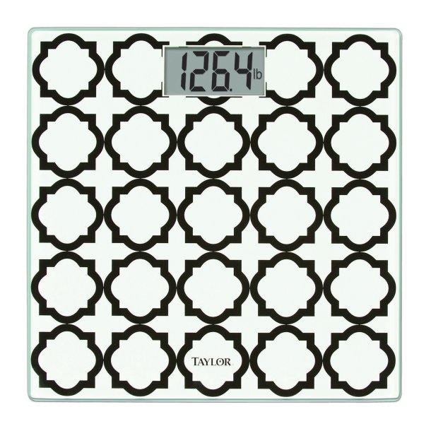 Taylor Precision 755841932BWL Glass Bathroom Scale with Black/White Lattice