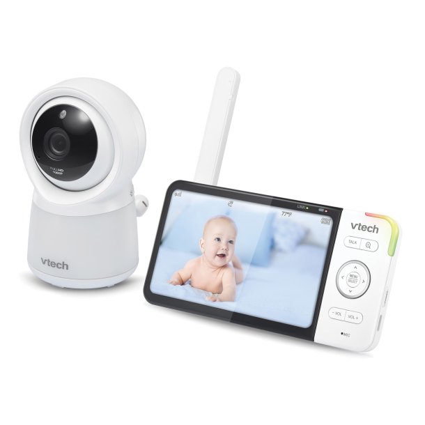 VTech RM5754HD Smart Wi-Fi 1080p Video Baby Monitor System w/ 5" Display, White