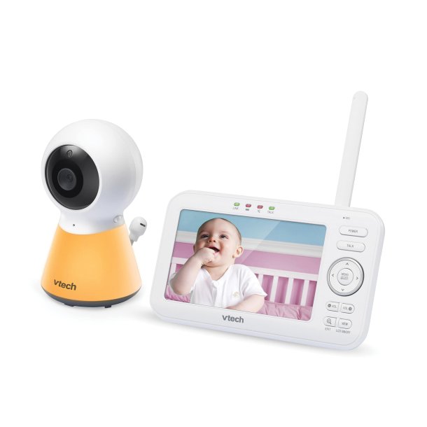 VTech 1080p Video Baby Monitor System w/ 5" Display, Adaptive Night Light, White