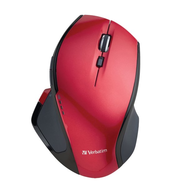 Verbatim 99021 Cordless Deluxe Blue LED Computer Mouse, 8 Buttons, 2.4GHz (Red)