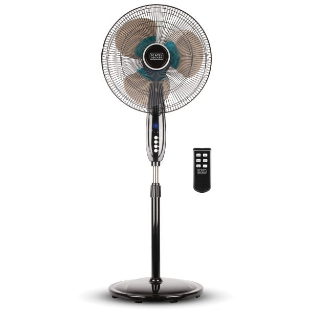 BLACK+DECKER BFSD116B 3-Speed 60W 16" Dual Blade Oscillating Stand Fan w/ Remote