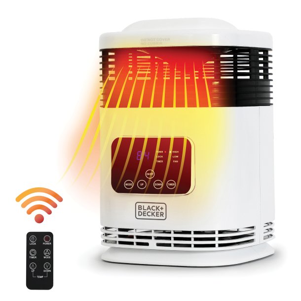 BLACK+DECKER 1500W Max Mini 360° Surround Heater with Digital Display and Remote